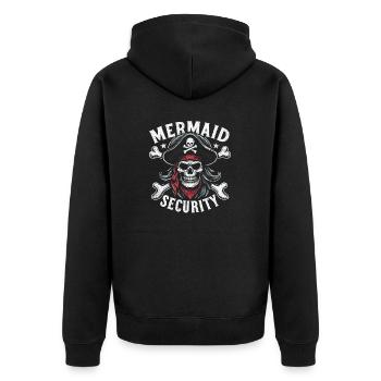 Meerjungfrau Sicherheit Kreuzknochen Schatzsuche Lustig - Unisex Premium Bio Zip Hoodie - Schwarz - Hinten - Nico (187cm)