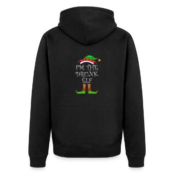I'm The Drunk Elf Shirt Matching Family Christmas - Unisex Premium Organic Zip Hoodie - black - Back - Nico (187cm)