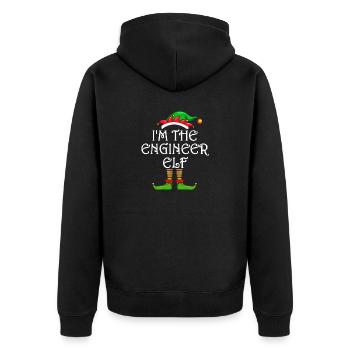 I'm The Engineer Elf Shirt Matching Family - Unisex Premium Organic Zip Hoodie - black - Back - Nico (187cm)