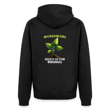 MICROGREENS GROWTH ON YOUR WINDOWSILL - Unisex Premium Bio Zip Hoodie - Schwarz - Hinten - Nico (187cm)