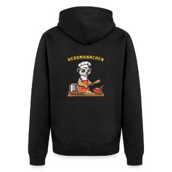 HERDMÄNNCHEN - Unisex Premium Organic Zip Hoodie - black - Back - Nico (187cm)