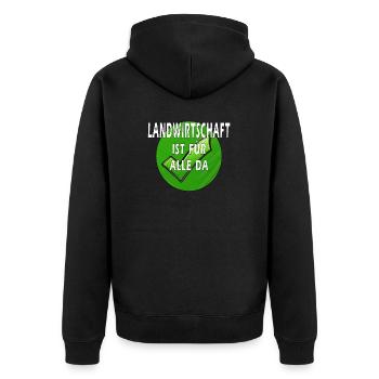AGRICULTURE IS FOR EVERYONE - Unisex Premium Organic Zip Hoodie - black - Back - Nico (187cm)