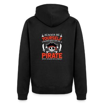 Sei immer du selbst, es sei denn, du kannst ein Pirat sein - Unisex Premium Bio Zip Hoodie - Schwarz - Hinten - Nico (187cm)