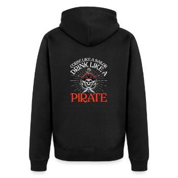 Malédiction comme un marin Boire comme un pirate Crossbone - Veste à capuche bio Premium Unisexe - noir - Dos - Nico (187cm)