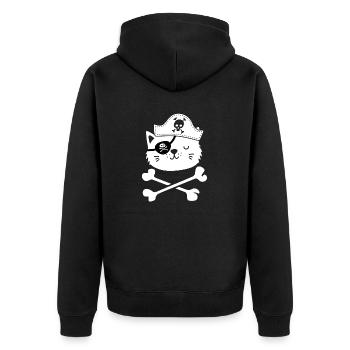 Chat Pirate Crossbone Aargh Chasse au trésor Drôle - Veste à capuche bio Premium Unisexe - noir - Dos - Nico (187cm)