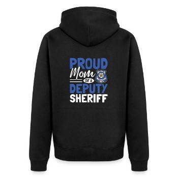 Stolze Mutter Von Einem Stellvertretenden Sheriff Strafverfolgungsbehörden - Unisex Premium Bio Zip Hoodie - Schwarz - Hinten - Nico (187cm)