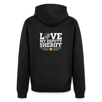 J’adore mon shérif adjoint Blue Line Funny Law - Veste à capuche bio Premium Unisexe - noir - Dos - Nico (187cm)
