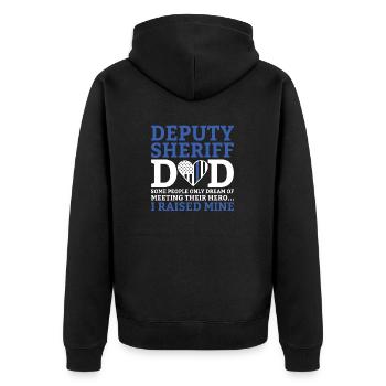 Stellvertreter Vater Strafverfolgung Lustiger Sheriff Vater - Unisex Premium Bio Zip Hoodie - Schwarz - Hinten - Nico (187cm)