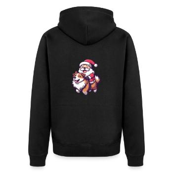 Border Collie Chien Père Noël Dessin animé - Veste à capuche bio Premium Unisexe - noir - Dos - Nico (187cm)