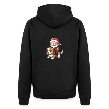Beagle chien Père Noël dessin animé - Veste à capuche bio Premium Unisexe - noir - Dos - Nico (187cm)