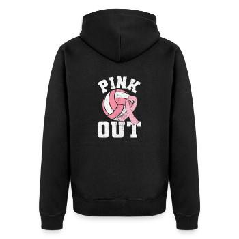 Pink Out Brustkrebs Volleyball Rosa Schleife - Unisex Premium Bio Zip Hoodie - Schwarz - Hinten - Nico (187cm)