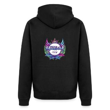 Équipage de Barcelone Coloré - Veste à capuche bio Premium Unisexe - noir - Dos - Nico (187cm)