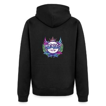 Mexiko Crew Bunt - Unisex Premium Bio Zip Hoodie - Schwarz - Hinten - Nico (187cm)