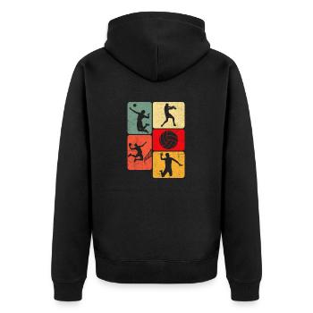 Retro Volleyball Smash Bump Set Spike Volleyball - Unisex Premium Bio Zip Hoodie - Schwarz - Hinten - Nico (187cm)