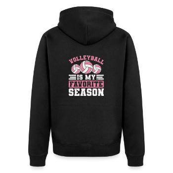 Volleyball Is My Favorite Season Funny Bump Set - Unisex Premium Organic Zip Hoodie - black - Back - Nico (187cm)
