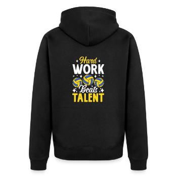 Harte Arbeit schlägt Talent Beule Set Spike Lustiger Schlag - Unisex Premium Bio Zip Hoodie - Schwarz - Hinten - Nico (187cm)