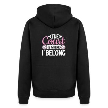 Lustiges Volleyball Bump Set Spike Smash Volleyball - Unisex Premium Bio Zip Hoodie - Schwarz - Hinten - Nico (187cm)