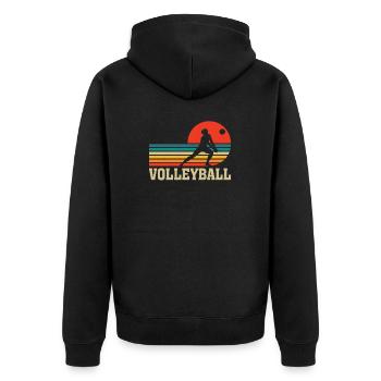 Lustige Volleyball Retro Vintage Bump Set Spike - Unisex Premium Bio Zip Hoodie - Schwarz - Hinten - Nico (187cm)