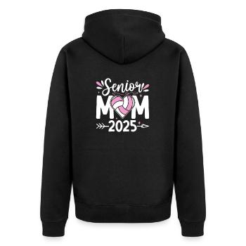 Senior Mom 2025 Volleyball Mom Serve Ball Klasse - Unisex Premium Bio Zip Hoodie - Schwarz - Hinten - Nico (187cm)