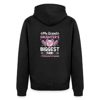 Volleyball Grammy Bump Set Spike Lustiger Volleyball - Unisex Premium Bio Zip Hoodie - Schwarz - Hinten - Nico (187cm)