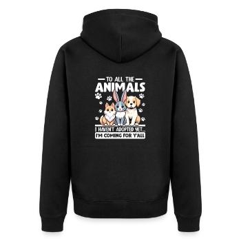 Lustige Save Animals Tierheim Rescue Foster - Unisex Premium Bio Zip Hoodie - Schwarz - Hinten - Nico (187cm)