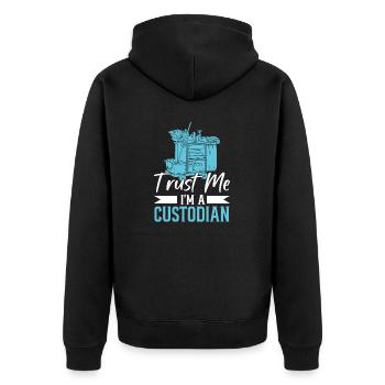 I'm A Custodian Funny Janitorial Staff School - Unisex Premium Organic Zip Hoodie - black - Back - Nico (187cm)