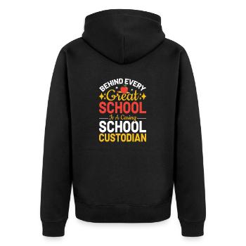 Hausmeister der Schule Hausmeister Job Lustiger Hausmeister - Unisex Premium Bio Zip Hoodie - Schwarz - Hinten - Nico (187cm)