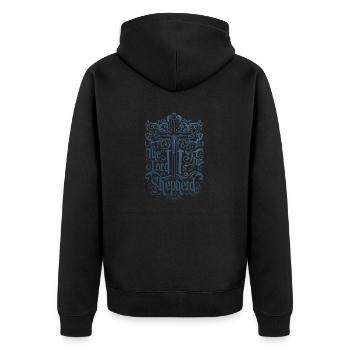 Mein Hirte Jesus Bibelvers - Unisex Premium Bio Zip Hoodie - Schwarz - Hinten - Nico (187cm)