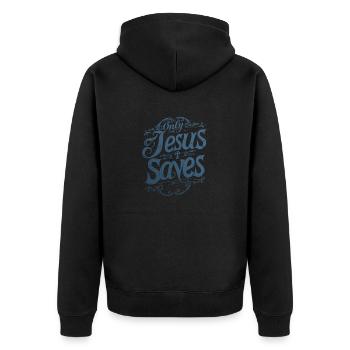 Jesus Christus Rettet Bibelspruch Glaube Hoffnung - Unisex Premium Bio Zip Hoodie - Schwarz - Hinten - Nico (187cm)