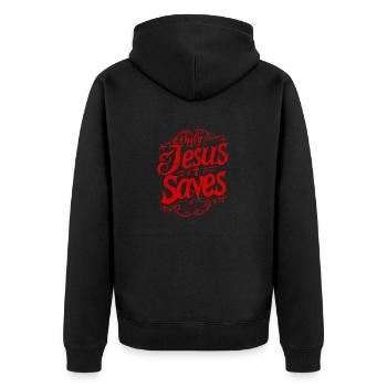Jesus Christus Rettet Bibelspruch Glaube Hoffnung - Unisex Premium Bio Zip Hoodie - Schwarz - Hinten - Nico (187cm)