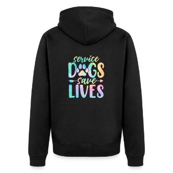 Service Dogs Save Lives Funny Dog Tie Dye Animal - Unisex Premium Organic Zip Hoodie - black - Back - Nico (187cm)