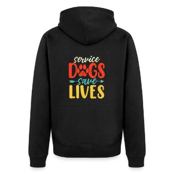 Assistenzhunde retten Leben Retro Hund Hund Tier - Unisex Premium Bio Zip Hoodie - Schwarz - Hinten - Nico (187cm)