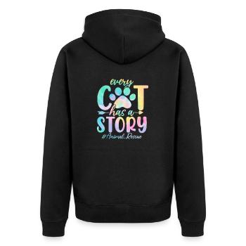 Chaque chat a une histoire drôle chat tie dye chaton - Veste à capuche bio Premium Unisexe - noir - Dos - Nico (187cm)