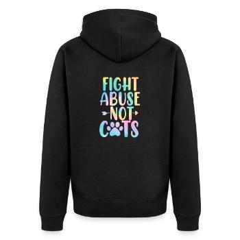 Fight Abuse Not Cats Tie Dye Shelter Foster - Unisex Premium Bio Zip Hoodie - Schwarz - Hinten - Nico (187cm)