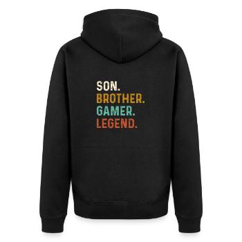 Son Brother Video Gamer Legend Gaming - Unisex Premium Bio Zip Hoodie - Schwarz - Hinten - Nico (187cm)