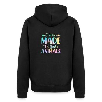 J’ai été fait pour sauver les animaux activiste tie dye - Veste à capuche bio Premium Unisexe - noir - Dos - Nico (187cm)