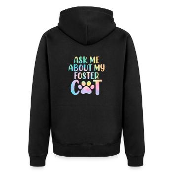 Demandez-moi à propos de mon refuge Tie Dye pour chat drôle - Veste à capuche bio Premium Unisexe - noir - Dos - Nico (187cm)