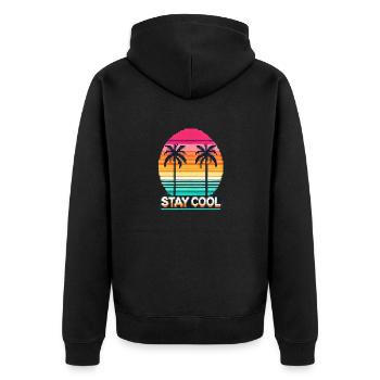 Stay Cool – Retro Pixel-Art Sunset Design - Unisex Premium Organic Zip Hoodie - black - Back - Nico (187cm)