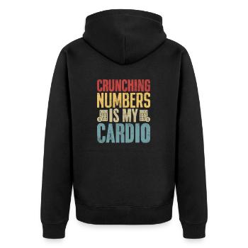 Crunching Numbers Is My Cardio Retro Funny - Unisex Premium Organic Zip Hoodie - black - Back - Nico (187cm)