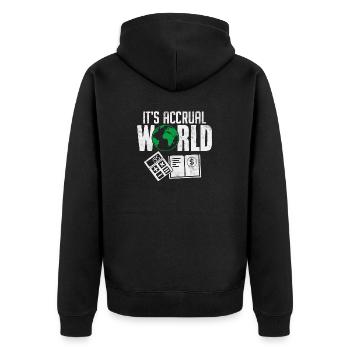 Es ist Accrual World Bookkeeping Lustige Buchhaltung - Unisex Premium Bio Zip Hoodie - Schwarz - Hinten - Nico (187cm)