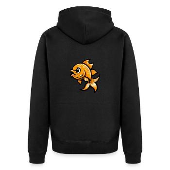 Goldfische Comic - Unisex Premium Bio Zip Hoodie - Schwarz - Hinten - Nico (187cm)