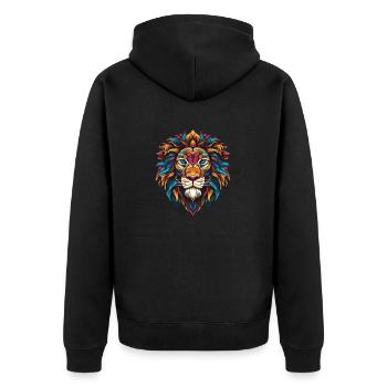 Löwe Portrait - Unisex Premium Bio Zip Hoodie - Schwarz - Hinten - Nico (187cm)