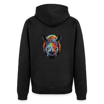 Portrait de rhinocéros - Veste à capuche bio Premium Unisexe - noir - Dos - Nico (187cm)
