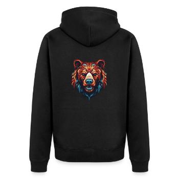 Bear Portrait - Unisex Premium Organic Zip Hoodie - black - Back - Nico (187cm)