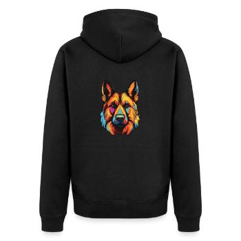 German Shepherd Dog Portrait - Unisex Premium Organic Zip Hoodie - black - Back - Nico (187cm)
