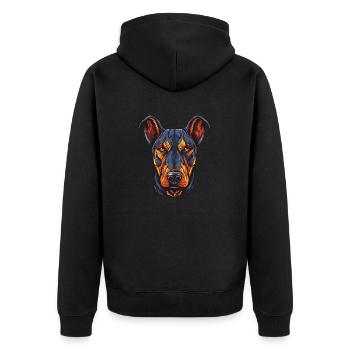 Portrait de chien doberman - Veste à capuche bio Premium Unisexe - noir - Dos - Nico (187cm)