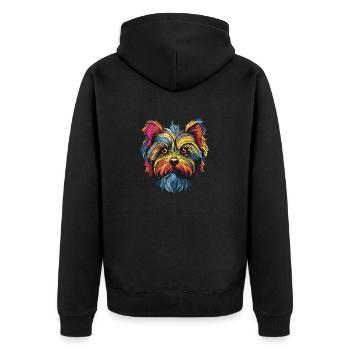 Yorkshire Terrier Hund Porträt - Unisex Premium Bio Zip Hoodie - Schwarz - Hinten - Nico (187cm)