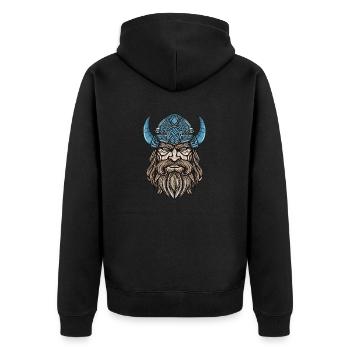 Wikinger Krieger Valhalla Odin - Unisex Premium Bio Zip Hoodie - Schwarz - Hinten - Nico (187cm)