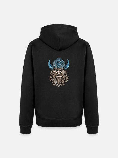 Wikinger Krieger Valhalla Odin - Unisex Premium Bio Zip Hoodie - Schwarz