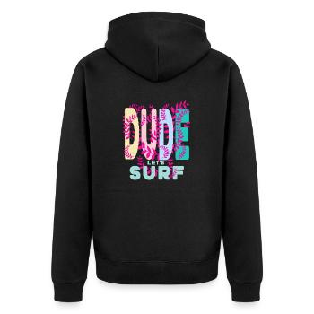 Dude - Unisex Premium Bio Zip Hoodie - Schwarz - Hinten - Nico (187cm)